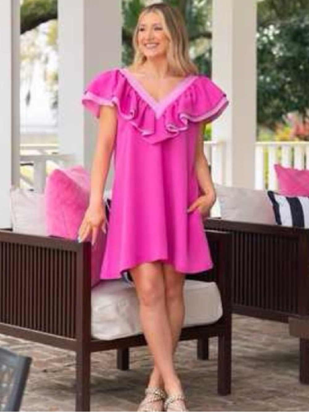 Emily McCarthy Pink Ruffle Mini Dress Size Small
